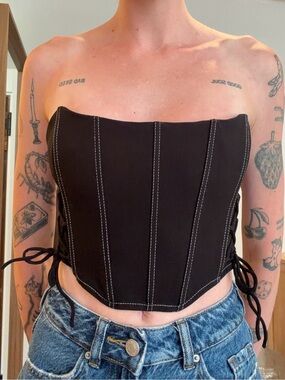 Black Strapless Corset Top